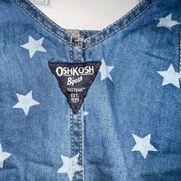 OshKosh B'gosh Baby Star Denim Bib Overalls Size 6M - Picture 4 of 6